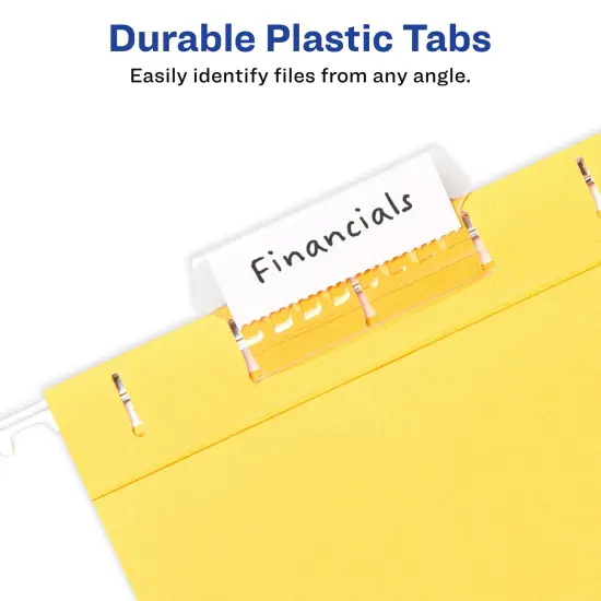 Avery Hanging File Folder Tabs and Inserts, 1/5 Cut, Clear, 4 Packs, 80 File Folder Tabs and Inserts Total (21931) {4}