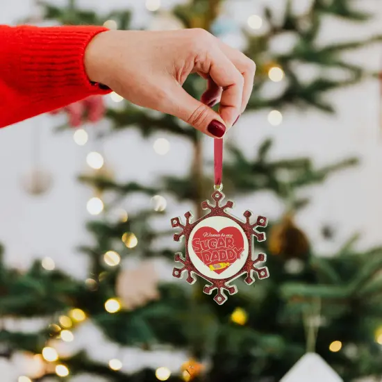Northlight Snowflake "Sugar Daddy" Candy Logo Christmas Ornament - 3.5" - Red and Silver {4}