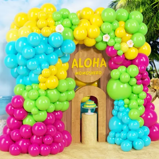 139Pcs Tropical Flamingo Balloon Arch Garland Kit (Style 4) {1}