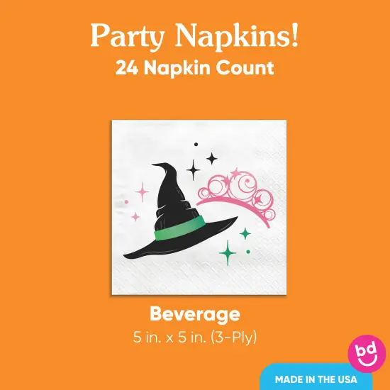 Big Dot of Happiness Witch Party Napkins, Good Pink and Green Birthday or Witch Halloween Decor, White 3-Ply Paper Beverage Napkins - 24 Count {5}
