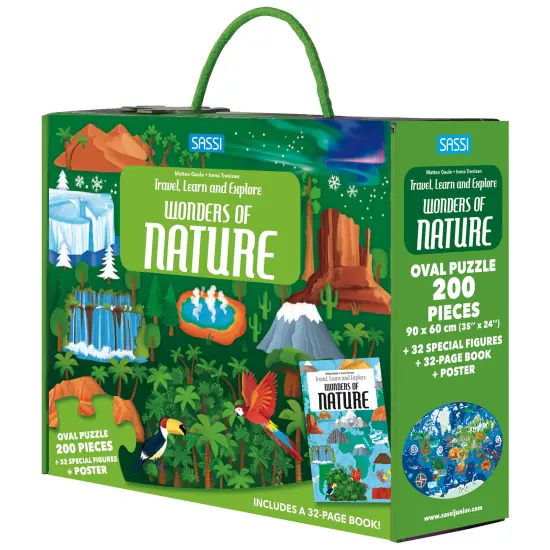 Sassi: Travel, Learn & Explore - Wonders of Nature - 200pc Puzzle, 32pg Facts Book, 32 Special Figures, Poster, UNESCO Sites, Educational Set, Kids 6+ {1}