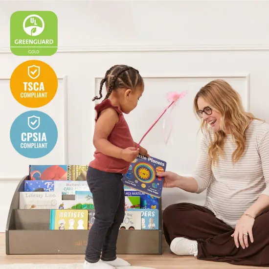 Toddler Book Display, Beginner Bookshelf Grey Wash {5}