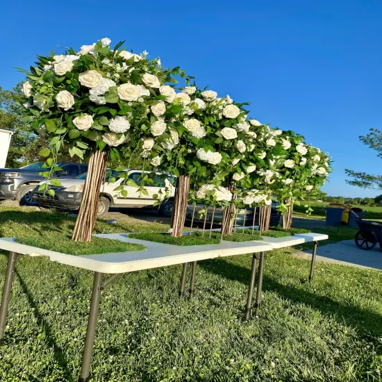 25pcs Fake Ivory White Roses Artificial Rose Heads with Stems Lifelike Foam Flowers DIY Wedding Bouquets Wedding Party Decor {3}