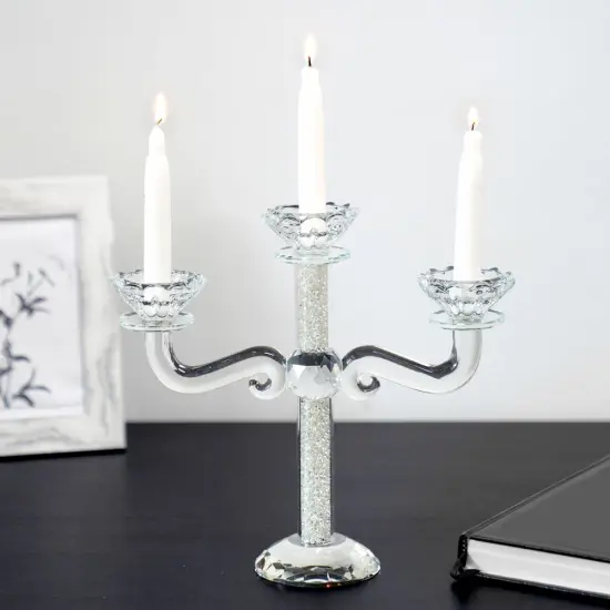 Crystal Candelabra with Crushed Inner Gemstones - 3 Arms {4}