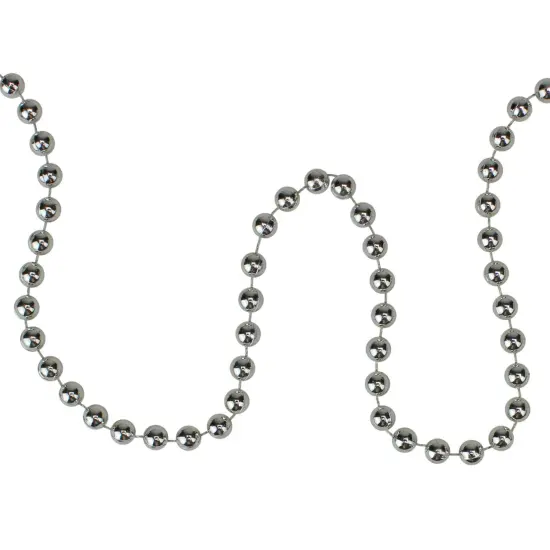 Northlight Shiny Beaded Christmas Garland -15' x .25" - Silver - Unlit {6}