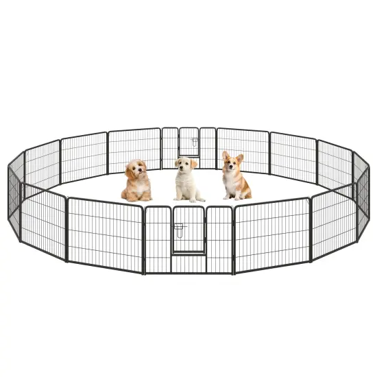 Black Metal Dog Playpen with Lockable Door and Customizable Size Options {1}
