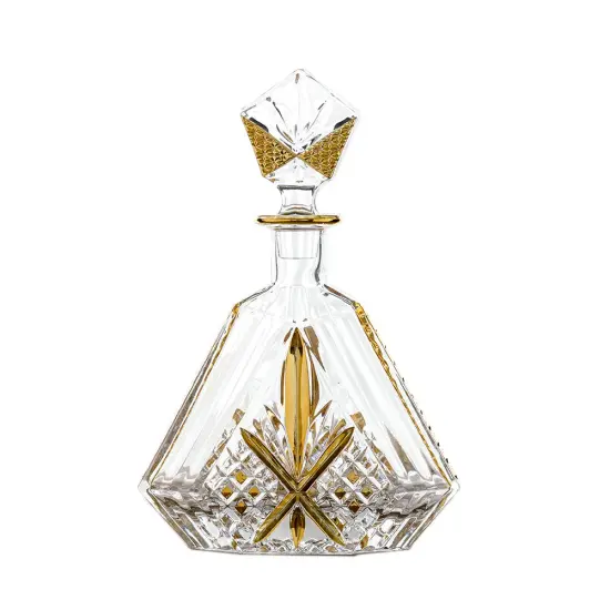 Unique Designed Crystal Decanter with Six Cups Set Gold {2}