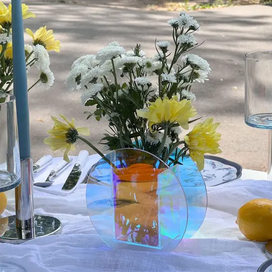 Lucite Iridescent Round Vase By Kinor Decor {3}