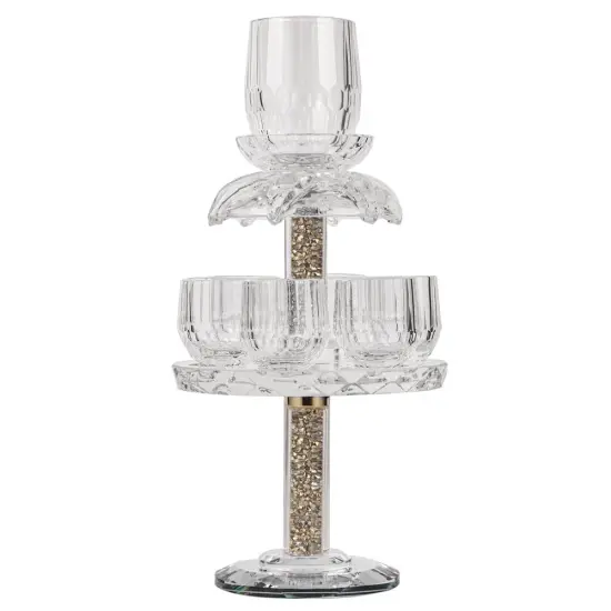Crystal Fountain Cup Set with Crushed Gemstones Silver {2}