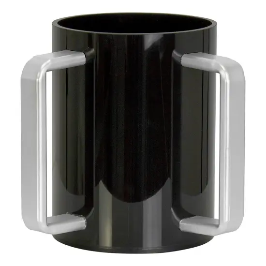 Lucite Wash Cup Black with Silver Handles {1}