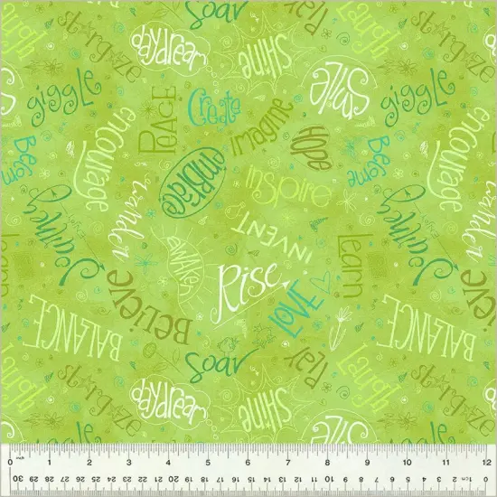 Green Lime Noteworthy Aspirations 44"/45 Fabric Per Yard {1}