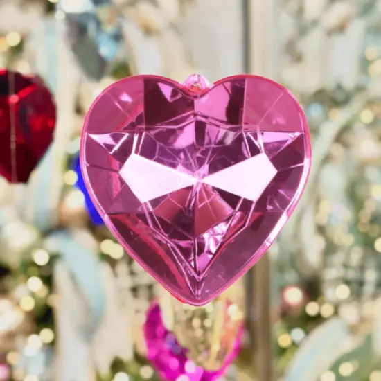 6" Acrylic Heart Jewel Ornament: Bubblegum Pink {2}