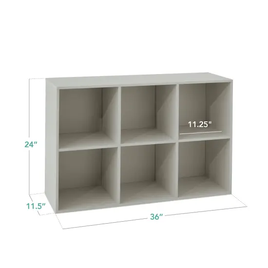 Best Choice Products 6-Cube Bookshelf, 11in Display Storage System, Organizer w/ Removable Back Panels Gray {2}