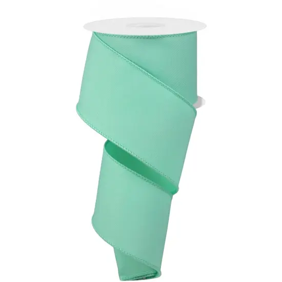 2.5" Diagonal Weave Fabric Ribbon: Mint Green (10 Yards) {1}