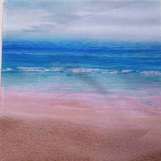 Azure Shore Designer Printed AIDA Fabric. Canvas for embroidery with an applied backgroundKF-1044A {1}