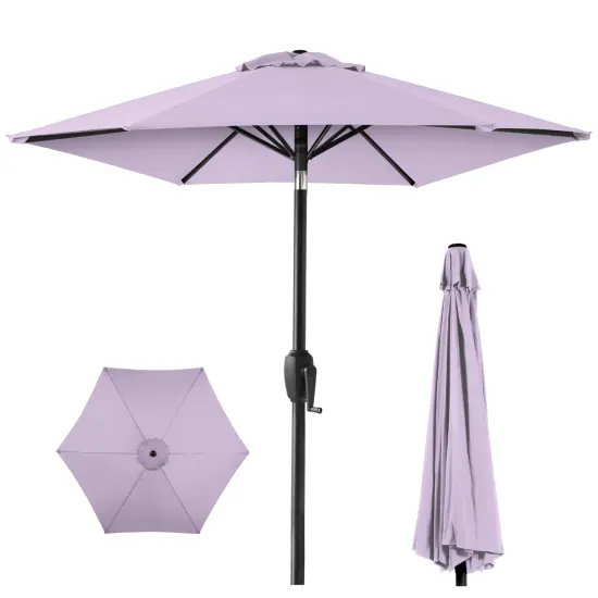 Best Choice Products 7.5ft Heavy-Duty Outdoor Market Patio Umbrella w/ Push Button Tilt, Easy Crank Lavender {1}