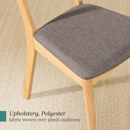 Best Choice Products 2-Piece Mid-Century Modern Wood & Upholstered Dining Chair Set Oak/Medium Gray {6}