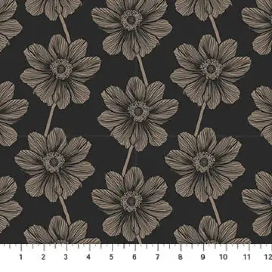Black Floral Indelible by Anna Maria for Northcott Cotton 44"/45" Fabric Per Yard {1}