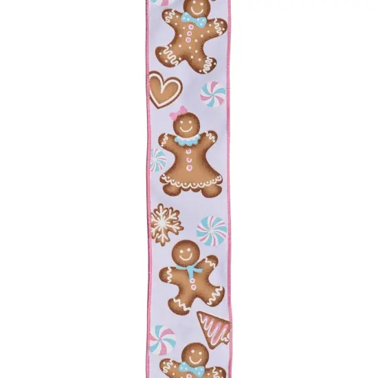 2.5" Gingerbread Kids Ribbon: Pink/Blue (10 Yards) {2}