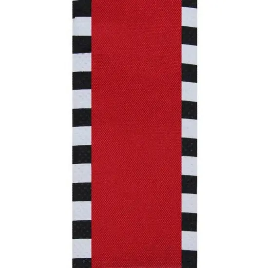 2.5" Faux Royal Burlap/Stripe Edge Ribbon: Red & Black (10 Yards) {3}