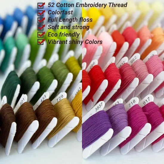 8.75 Yards - Embroidery Floss,52 Rainbow Colors Hand Embroidery (Rainbow) {3}