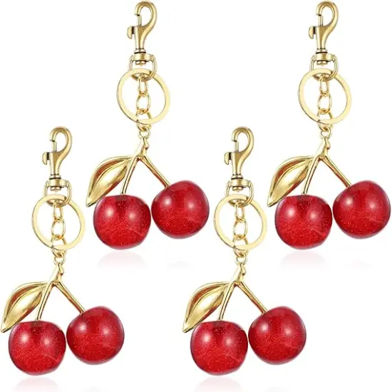 4 Pcs Cherry Bag Charm {1}