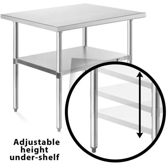 KUTLER Stainless Steel Table, NSF Heavy Duty Commercial Kitchen Prep and Work Table with Undershelf for Restaurant, Hotel, Home {4}