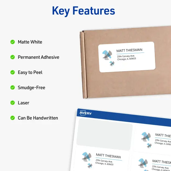 Avery Printable Shipping Labels with Sure Feed, 2" x 4" Customizable Stickers, White, 2,500 Blank Mailing Labels, Great for Mailing, Shipping, and More (5963) {3}