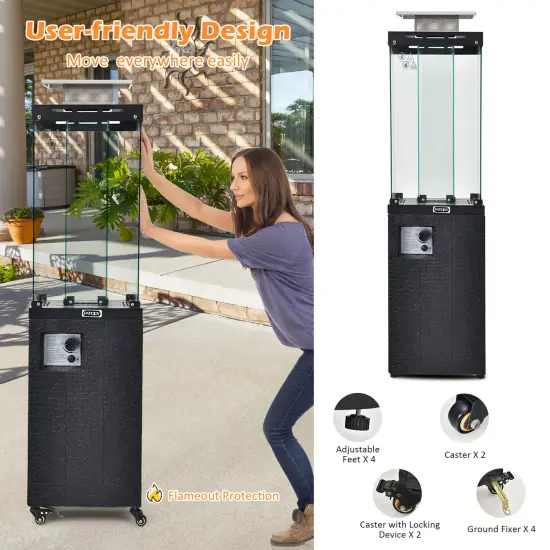 Propane Patio Heater with 41,000 BTU, Wheels and Waterproof Cover Black {6}