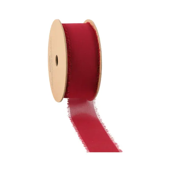 LaRibbons 1 1/2" Frayed Edge Chiffon Ribbon | 10 Yard Roll Burgundy {1}