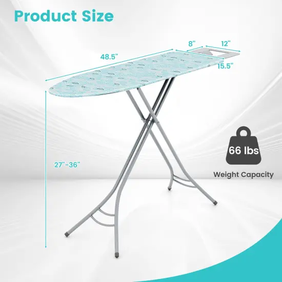 Foldable Ironing Board with Iron Rest and Adjustable Height Turquoise {5}