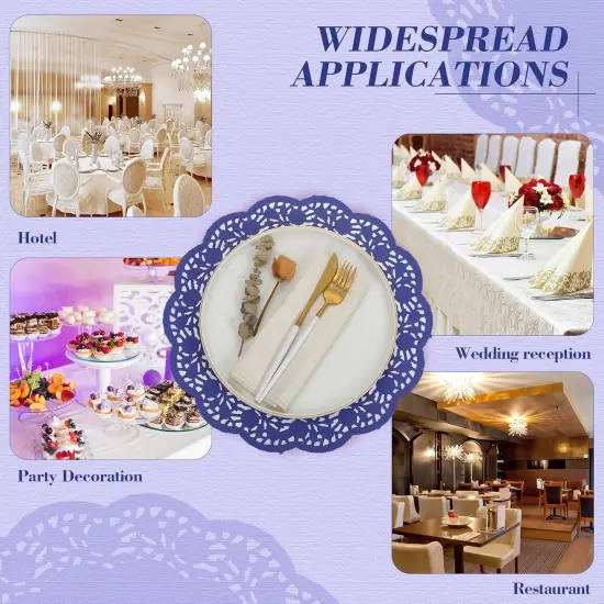 200 Pcs Doilies Paper Doilies Lace Paper Doilies Disposable Foil Lace Paper Doilies Placemats Doily Paper Pad Paper Placemats for Cakes Crafts Party Wedding Decor (Dark Blue) {3}