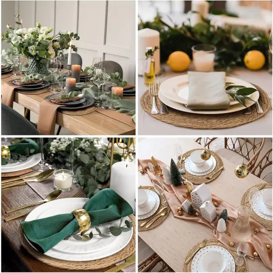 13 in Round Woven Placemats Plate Chargers Set of 10, Boho Farmhouse Rustic Woven Place Mats for Dining Table Decor {2}