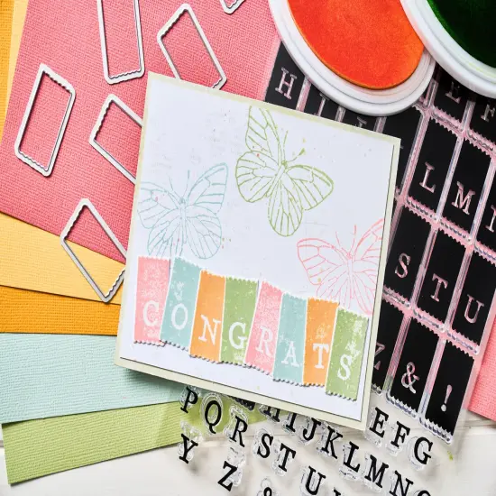 Sizzix A5 Clear Stamps With Framelits Die By 49 And Market-Tab Stamp Alpha {4}