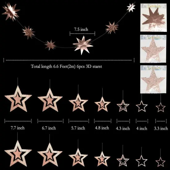 Hanging Twinkle Little Star Party Decorations Gold {4}
