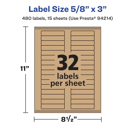 Avery Kraft Brown Rectangle Labels with Sure Feed, 5/8" x 3" {5}