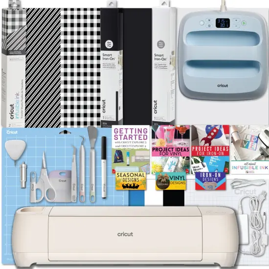 Cricut Explore 4 Cutting Machine and Easy Press 3 with Heat Transfer Vinyl Materials Bundle {1}