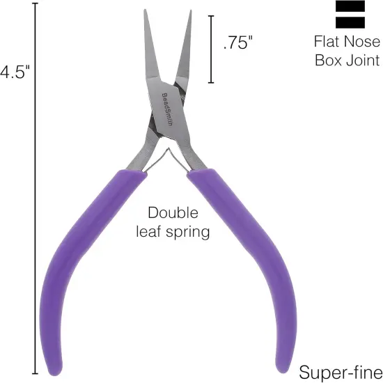 The Beadsmith Flat Nose Pliers &ndash; 4.5 inches (114mm) &ndash; Purple Vinyl Grip Handle with Double Leaf Springs &ndash; Jewelry Making Tool for Creating Bracelets, Earrings and Necklaces {3}