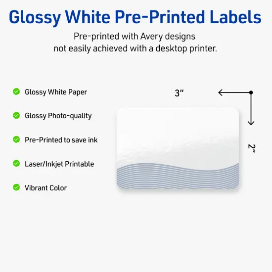 Avery Printable Rectangle Labels with Sure Feed Technology, Pre-Printed Colorful Design, Glossy White, 2" x 3", Laser & Inkjet Compatible, 80 Total, Great for Branding, Marketing, and Events {2}