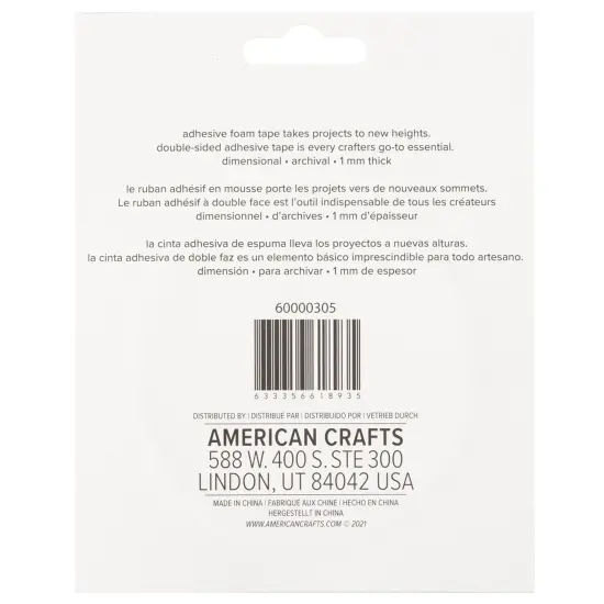 Sticky Thumb Double-Sided Foam Tape 3.94 Yards-White, 0.125"X1mm {4}