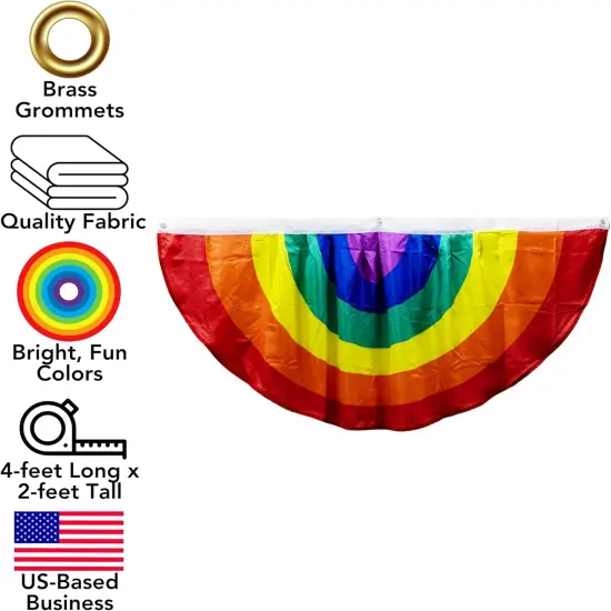 3-Pack Rainbow Pride Flag Bunting, 4 x 2-Feet Decorative 6-Color Design {2}