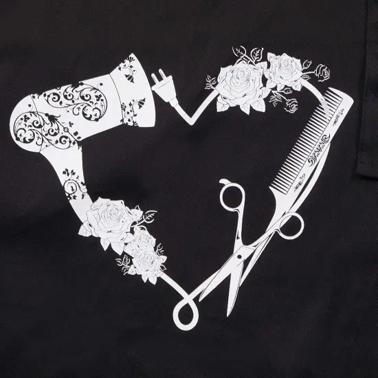 Salon Apron for Women Hair Stylist with Adjustable Bib 3 Pockets (Black, 24 x 30 inches) {5}