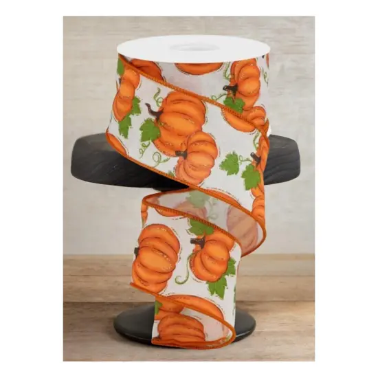 2.5" Pumpkin Patch Ribbon: Off White (10 Yards) {3}