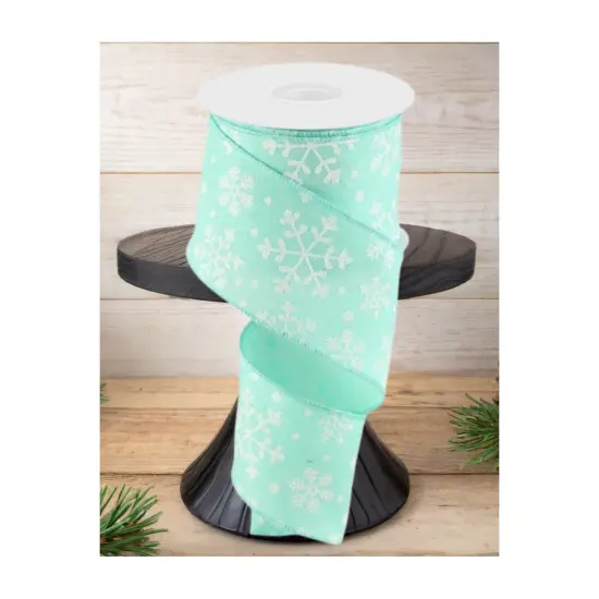 2.5" Snowflake Ribbon: Mint Green (10 Yards) {2}