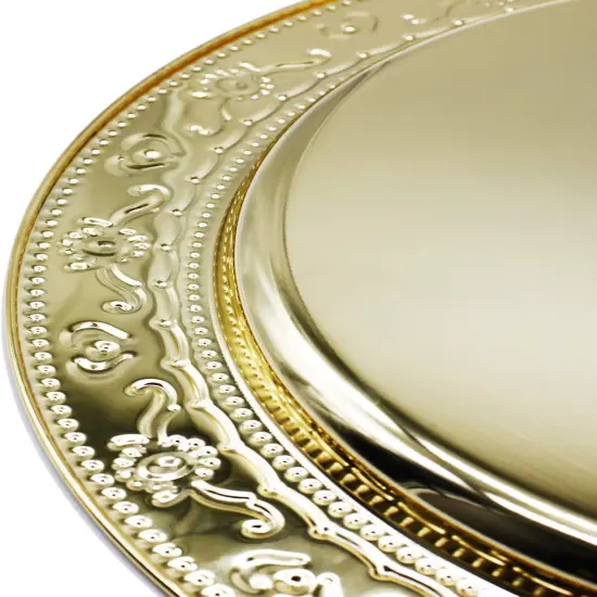 Stainless Steel Charger Plates, 6Pcs Gold Dinner Plate Chargers Round Server Ware {5}