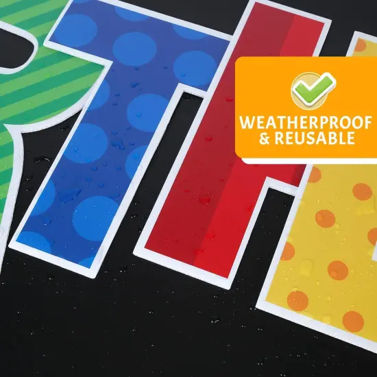 Happy Birthday Yard Sign with Stakes, Personalized Age Plastic Signs with 20 Number Stickers, Bright & Colorful Letters, Weatherproof, Perfect Outdoor Lawn Birthday Decorations {4}