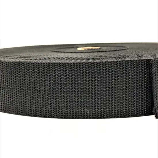 Black Polyester Webbing 1 Inch 1.5 Inches 2 Inches 50 Yards Full Roll {6}