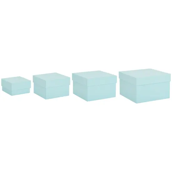 Stockroom Plus Set of 4 Sizes Square Nesting Gift Boxes with Lids for Presents, Stacking Decorative Goodie Box for Holidays, Wedding, Birthday, and Party Favors (Teal) {4}