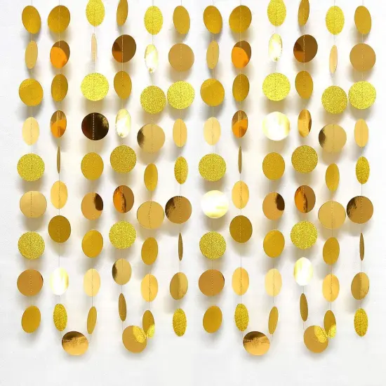 Gold Party Decorations Glitter Dot Garland Circle {5}