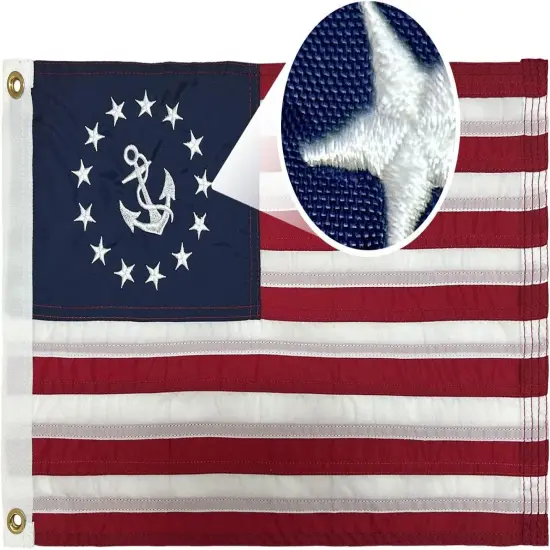 American Yacht Ensign Flag 16x24 inch Embroidered US Yacht Ensign Nautical Boat Flags with 2 Brass Grommets Yacht Marine Boat {1}
